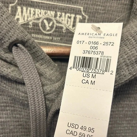 American Eagle Outfitters Gray Hooded Henley-Size Medium NWT - Picture 3 of 6